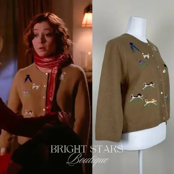 Extremely Rare Vintage Dog Cardigan Brown ASO Willow Buffy the Vampire Slayer - Picture 3 of 16